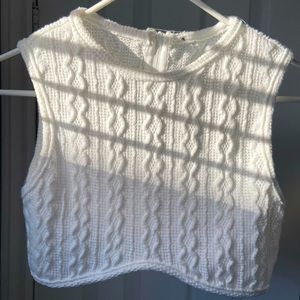 White Knit High Neck Tank